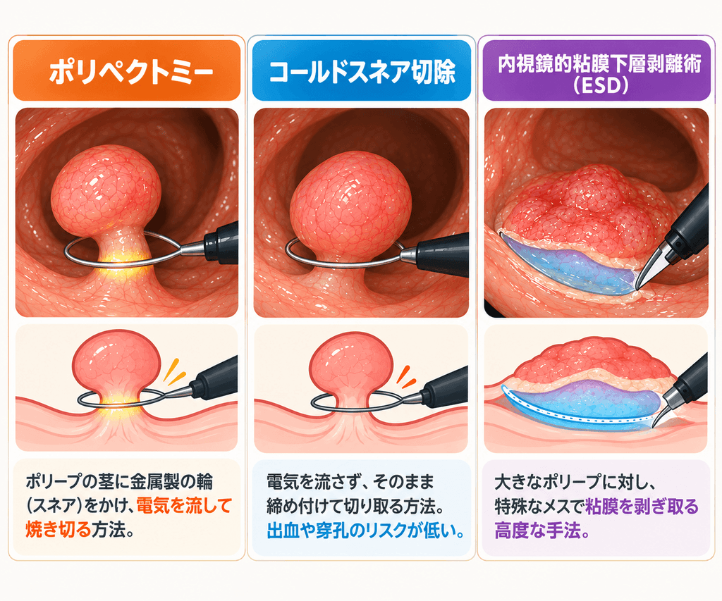 大腸ポリープ治療法は内視鏡で切除するのが基本